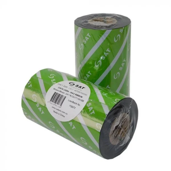 Rollo De Cinta De Cera Para Impresora De Etiquetas  Sat 110 X 300 Mtrs